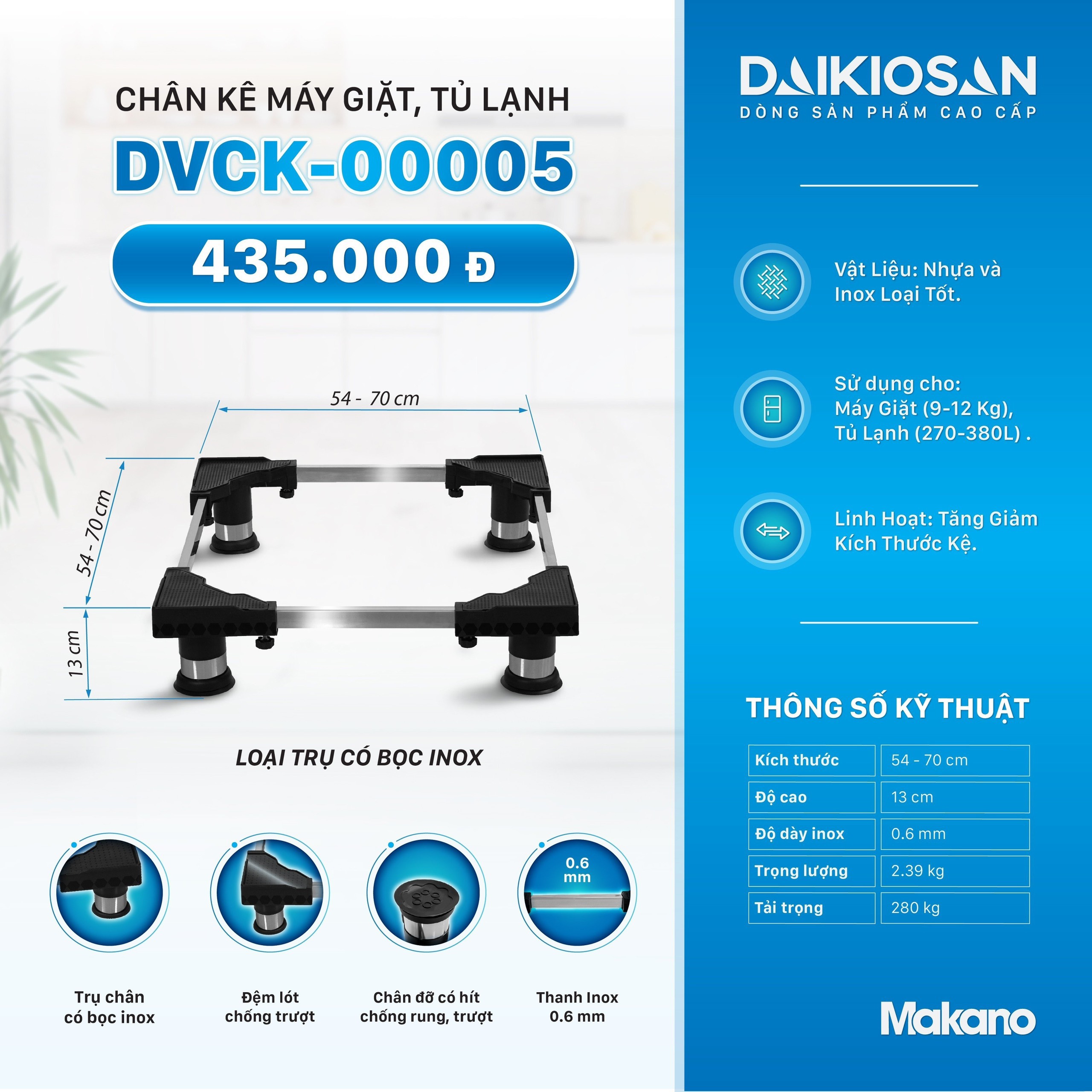 Chân kê máy giặt tủ lạnh Daikiosan DVCK-00005