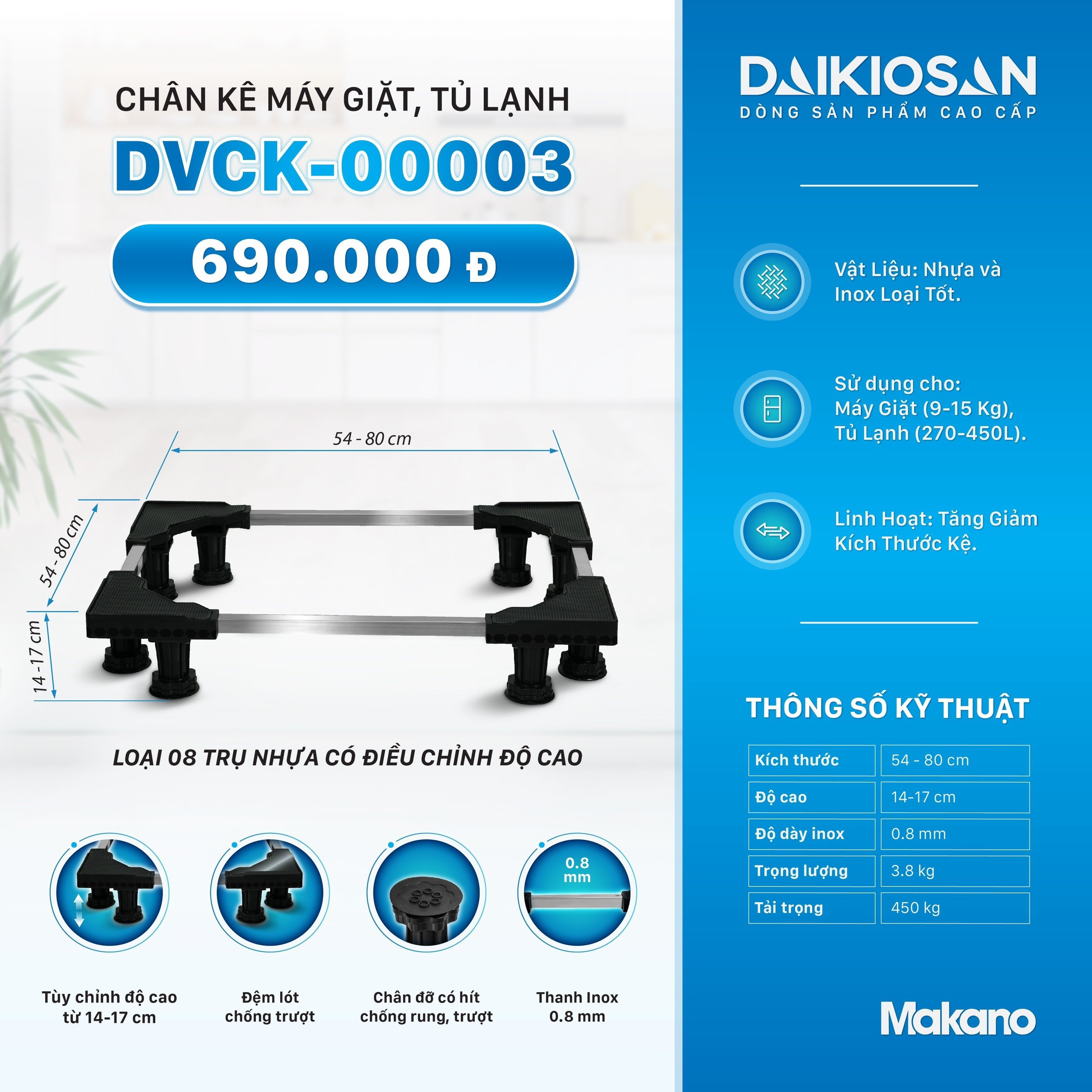 Chân kê máy giặt tủ lạnh Daikiosan DVCK-00003