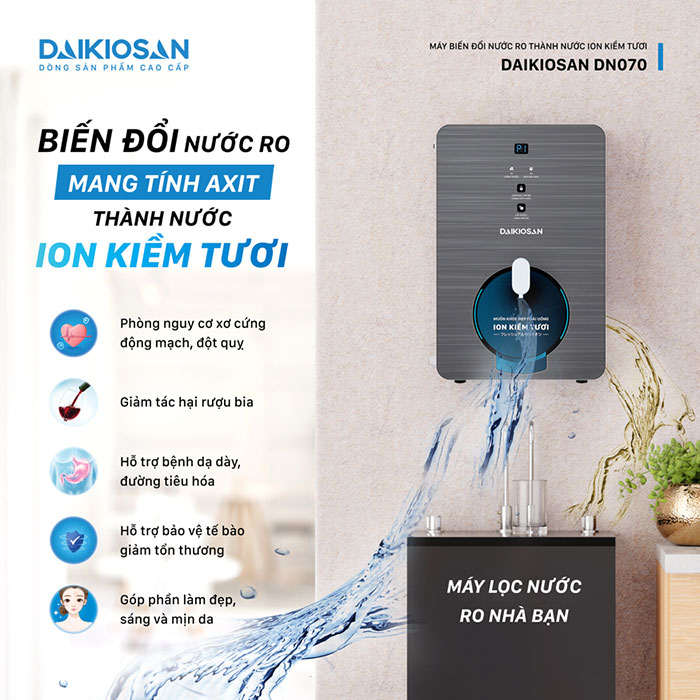 Máy biến đổi nước RO thành nước ion kiềm tươi Daikiosan DN070